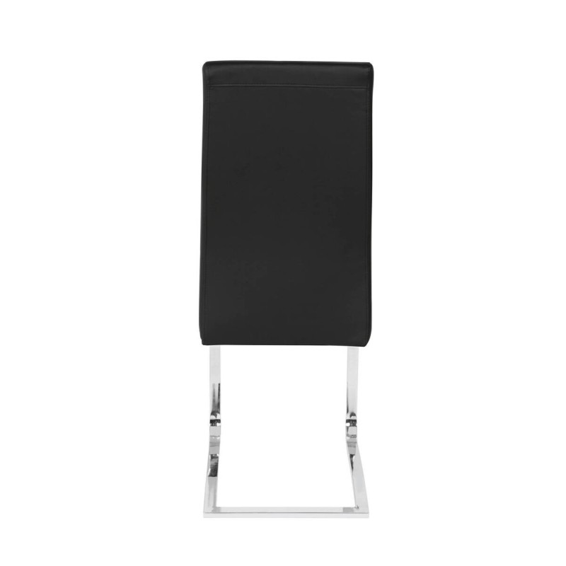 Pack de 4 Sillas Tapizadas en Símil Piel Negra con Pata de Tubo Ovalado en Acabado Cromo, Medidas 46x54x110 cm