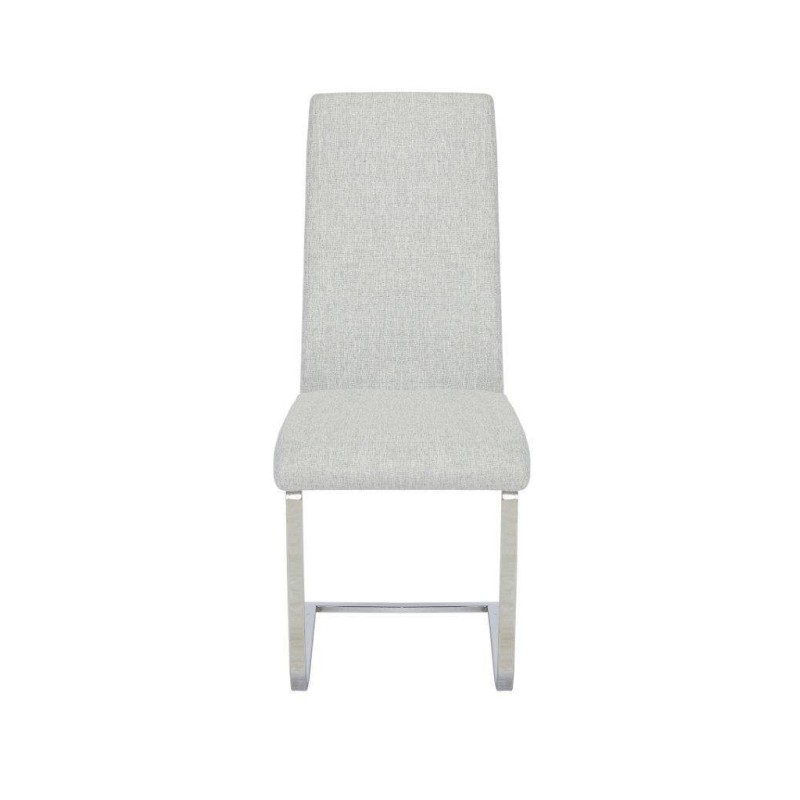 Pack de 4 Sillas Tapizadas en Símil Piel Gris Claro con Pata de Tubo Ovalado en Acabado Cromo, Medidas 46x54x110 cm