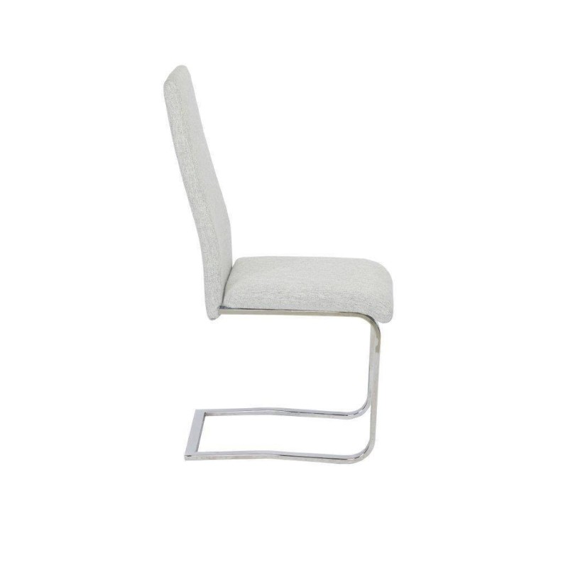 Pack de 4 Sillas Tapizadas en Símil Piel Gris Claro con Pata de Tubo Ovalado en Acabado Cromo, Medidas 46x54x110 cm