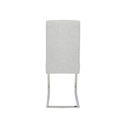 Pack de 4 Sillas Tapizadas en Símil Piel Gris Claro con Pata de Tubo Ovalado en Acabado Cromo, Medidas 46x54x110 cm