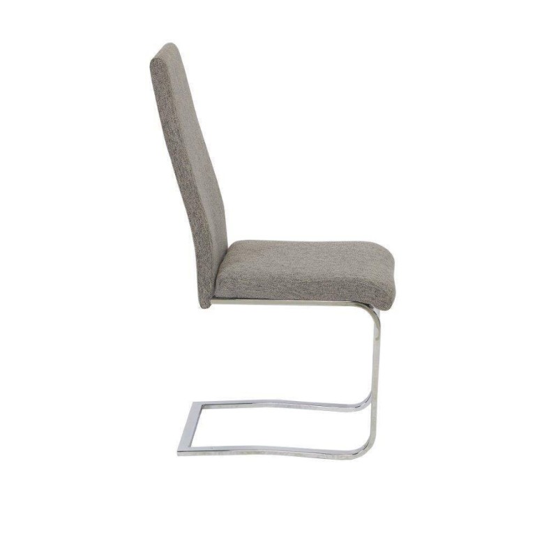 Pack de 4 Sillas Tapizadas en Símil Piel Gris Oscuro con Pata de Tubo Ovalado en Acabado Cromo,Medidas 46x54x110 cm