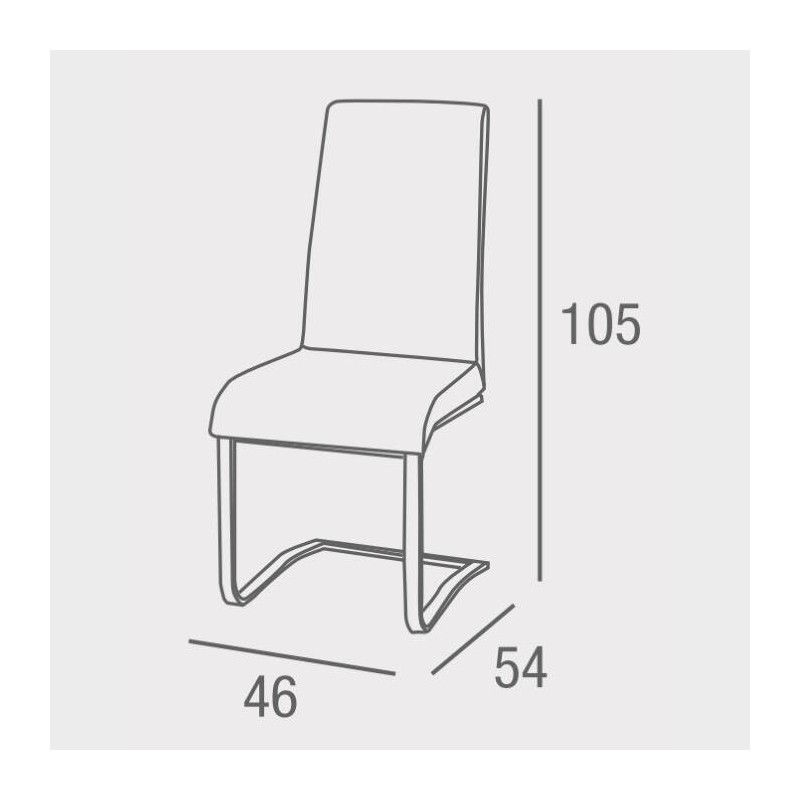 Pack de 4 Sillas Tapizadas en Símil Piel Gris Oscuro con Pata de Tubo Ovalado en Acabado Cromo,Medidas 46x54x110 cm