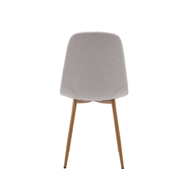 Pack de 4 Sillas con Estructura Tapizada en Tela Beige Claro, Patas Metálicas con Acabado Madera, Medidas 44x53x86 cm