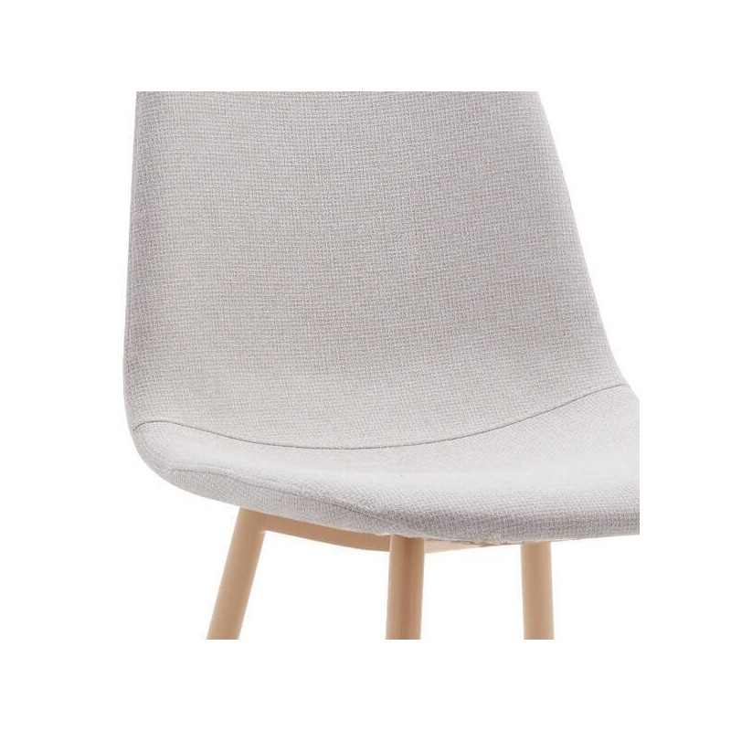 Pack de 4 Sillas con Estructura Tapizada en Tela Beige Claro, Patas Metálicas con Acabado Madera, Medidas 44x53x86 cm