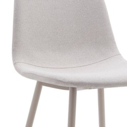 Pack de 4 Sillas con Estructura Tapizada en Tela Beige Claro, Patas Metálicas con Acabado en crema, Medidas 44x53x86 cm