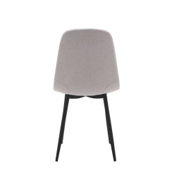 Pack de 4 Sillas con Estructura Tapizada en Tela Beige Claro, Patas Metálicas con Acabado Negro, Medidas 44x53x86 cm