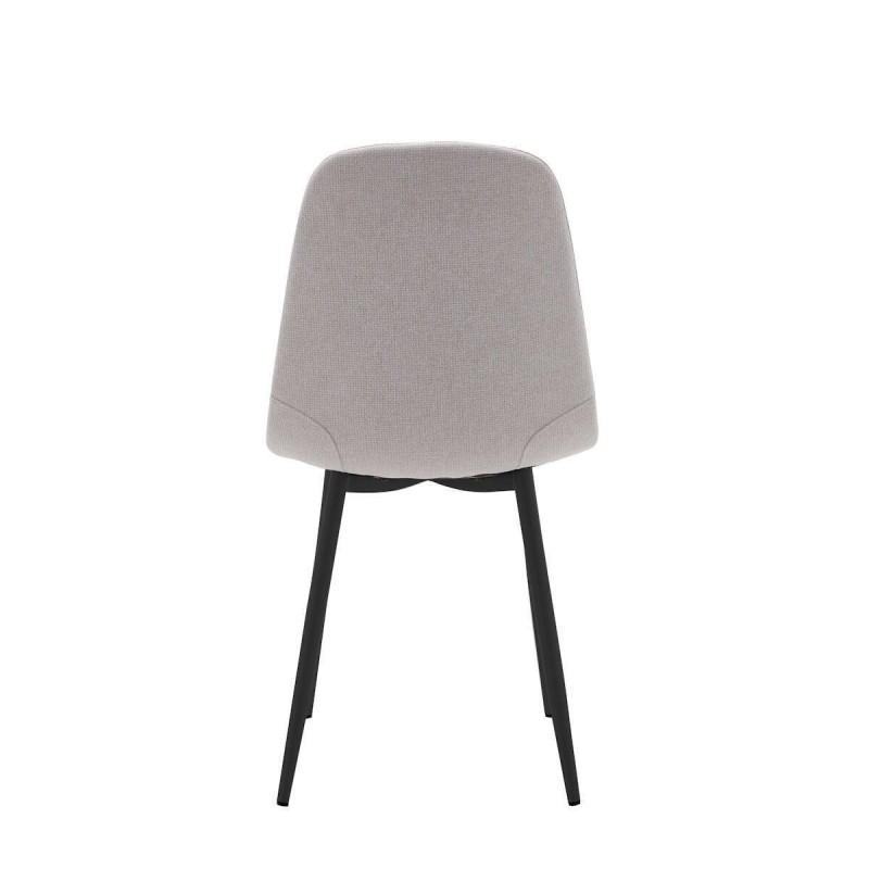 Pack de 4 Sillas con Estructura Tapizada en Tela Beige Claro, Patas Metálicas con Acabado Negro, Medidas 44x53x86 cm