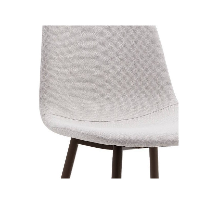 Pack de 4 Sillas con Estructura Tapizada en Tela Beige Claro, Patas Metálicas con Acabado Negro, Medidas 44x53x86 cm