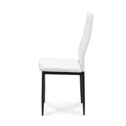 Pack de 4 Sillas Tapizadas en Tela Polipiel Blanca con Costuras Acolchadas, Patas Metálicas en Color Negro, Medidas 43x56x96 cm