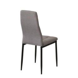 Pack de 4 Sillas Tapizadas en Tela Polipiel Gris con Costuras Acolchadas, Patas Metálicas en Color Negro, Medidas 43x56x96 cm