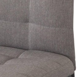 Pack de 4 Sillas Tapizadas en Tela Polipiel Gris con Costuras Acolchadas, Patas Metálicas en Color Negro, Medidas 43x56x96 cm