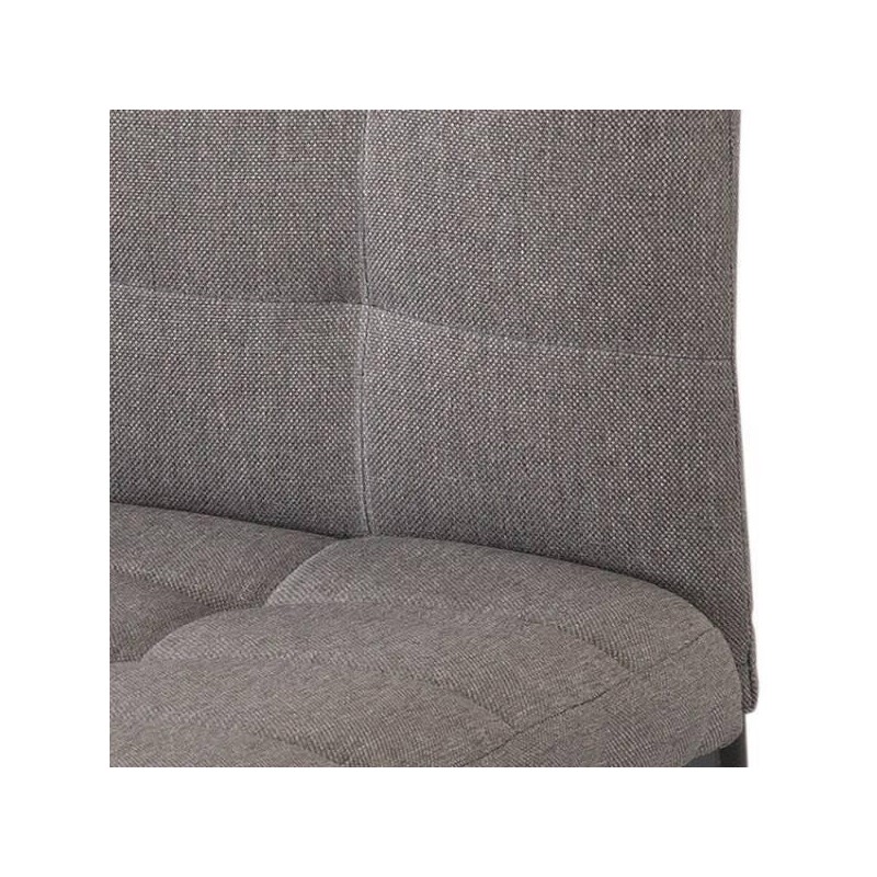 Pack de 4 Sillas Tapizadas en Tela Polipiel Gris con Costuras Acolchadas, Patas Metálicas en Color Negro, Medidas 43x56x96 cm