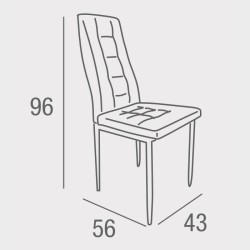 Pack de 4 Sillas Tapizadas en Tela Polipiel Gris con Costuras Acolchadas, Patas Metálicas en Color Negro, Medidas 43x56x96 cm