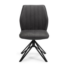 Pack de 2 Sillas con Respaldo y Asiento Tapizados en Tela Gris, Pata Metálica en Acabado Negro Mate, Medidas 62,5x52x93 cm