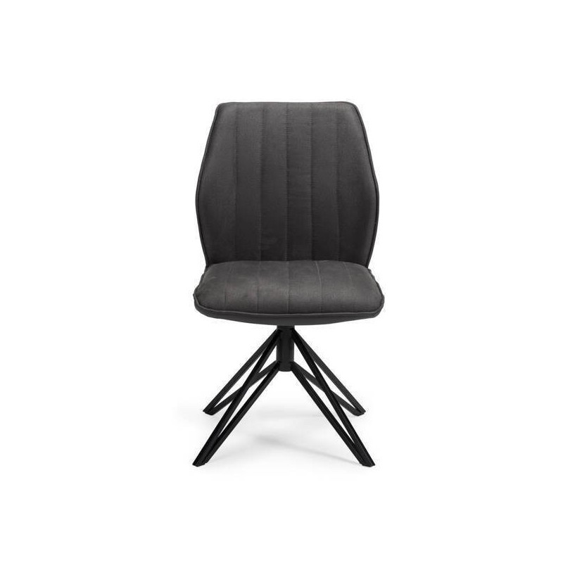 Pack de 2 Sillas con Respaldo y Asiento Tapizados en Tela Gris, Pata Metálica en Acabado Negro Mate, Medidas 62,5x52x93 cm