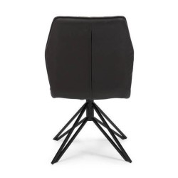 Pack de 2 Sillas con Respaldo y Asiento Tapizados en Tela Gris, Pata Metálica en Acabado Negro Mate, Medidas 62,5x52x93 cm