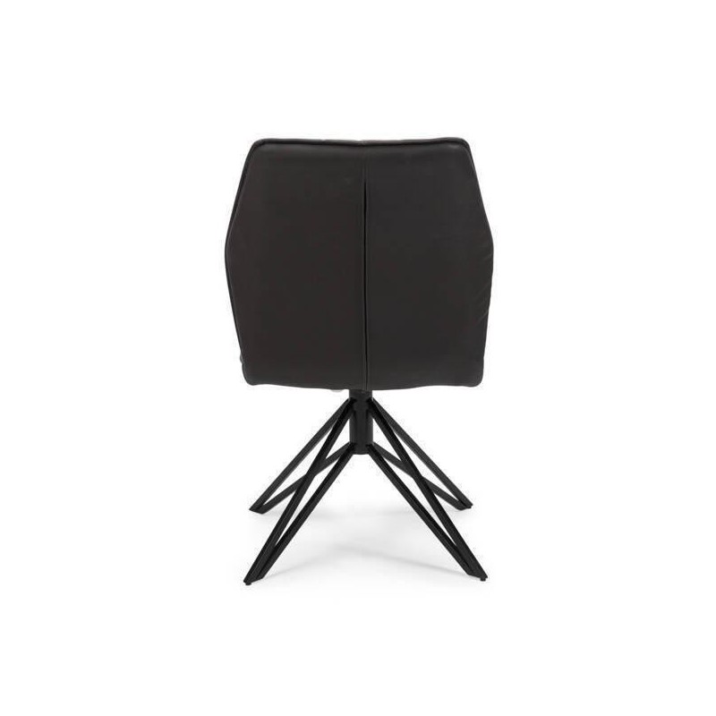 Pack de 2 Sillas con Respaldo y Asiento Tapizados en Tela Gris, Pata Metálica en Acabado Negro Mate, Medidas 62,5x52x93 cm