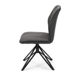 Pack de 2 Sillas con Respaldo y Asiento Tapizados en Tela Gris, Pata Metálica en Acabado Negro Mate, Medidas 62,5x52x93 cm