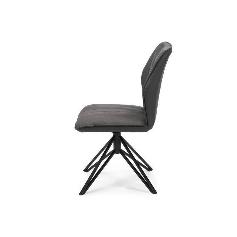 Pack de 2 Sillas con Respaldo y Asiento Tapizados en Tela Gris, Pata Metálica en Acabado Negro Mate, Medidas 62,5x52x93 cm