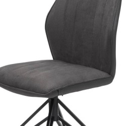Pack de 2 Sillas con Respaldo y Asiento Tapizados en Tela Gris, Pata Metálica en Acabado Negro Mate, Medidas 62,5x52x93 cm