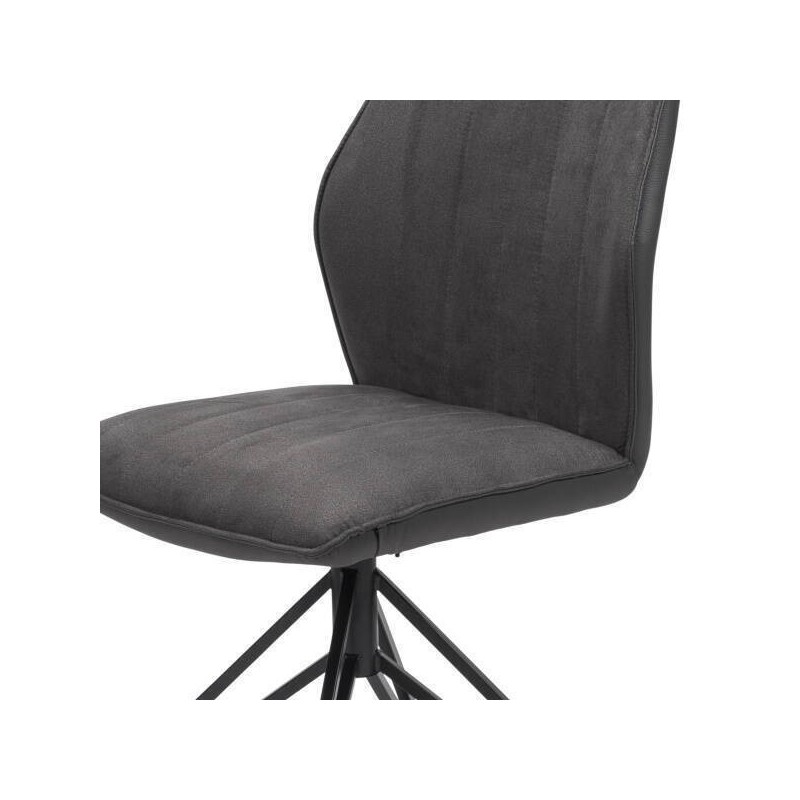 Pack de 2 Sillas con Respaldo y Asiento Tapizados en Tela Gris, Pata Metálica en Acabado Negro Mate, Medidas 62,5x52x93 cm