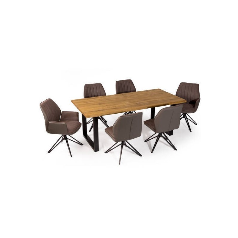 Pack de 2 Sillas con Respaldo y Asiento Tapizados en Tela Marron, Pata Metálica en Acabado Negro Mate, Medidas 62,5x52x93 cm