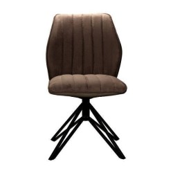 Pack de 2 Sillas con Respaldo y Asiento Tapizados en Tela Marron, Pata Metálica en Acabado Negro Mate, Medidas 62,5x52x93 cm