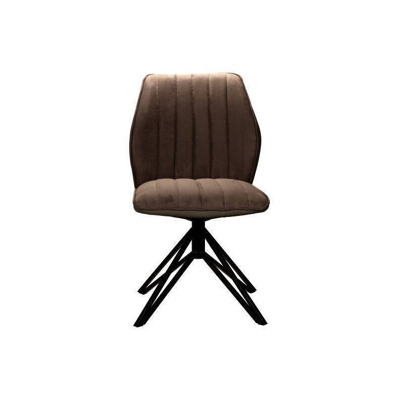 Pack de 2 Sillas con Respaldo y Asiento Tapizados en Tela Marron, Pata Metálica en Acabado Negro Mate, Medidas 62,5x52x93 cm