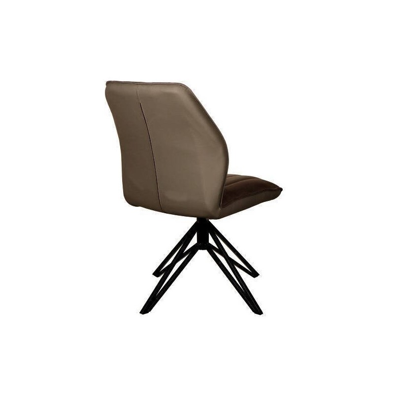 Pack de 2 Sillas con Respaldo y Asiento Tapizados en Tela Marron, Pata Metálica en Acabado Negro Mate, Medidas 62,5x52x93 cm