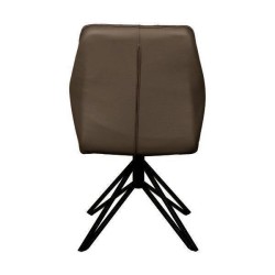 Pack de 2 Sillas con Respaldo y Asiento Tapizados en Tela Marron, Pata Metálica en Acabado Negro Mate, Medidas 62,5x52x93 cm