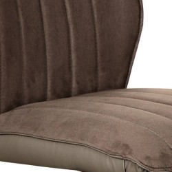 Pack de 2 Sillas con Respaldo y Asiento Tapizados en Tela Marron, Pata Metálica en Acabado Negro Mate, Medidas 62,5x52x93 cm