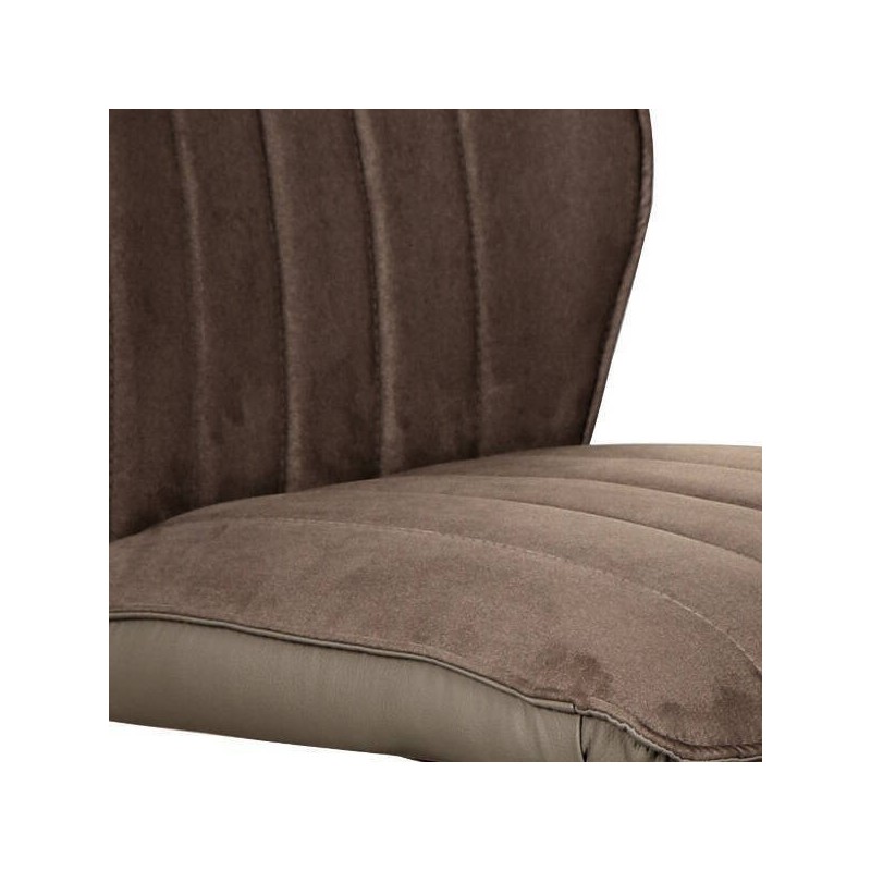 Pack de 2 Sillas con Respaldo y Asiento Tapizados en Tela Marron, Pata Metálica en Acabado Negro Mate, Medidas 62,5x52x93 cm