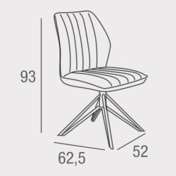 Pack de 2 Sillas con Respaldo y Asiento Tapizados en Tela Marron, Pata Metálica en Acabado Negro Mate, Medidas 62,5x52x93 cm