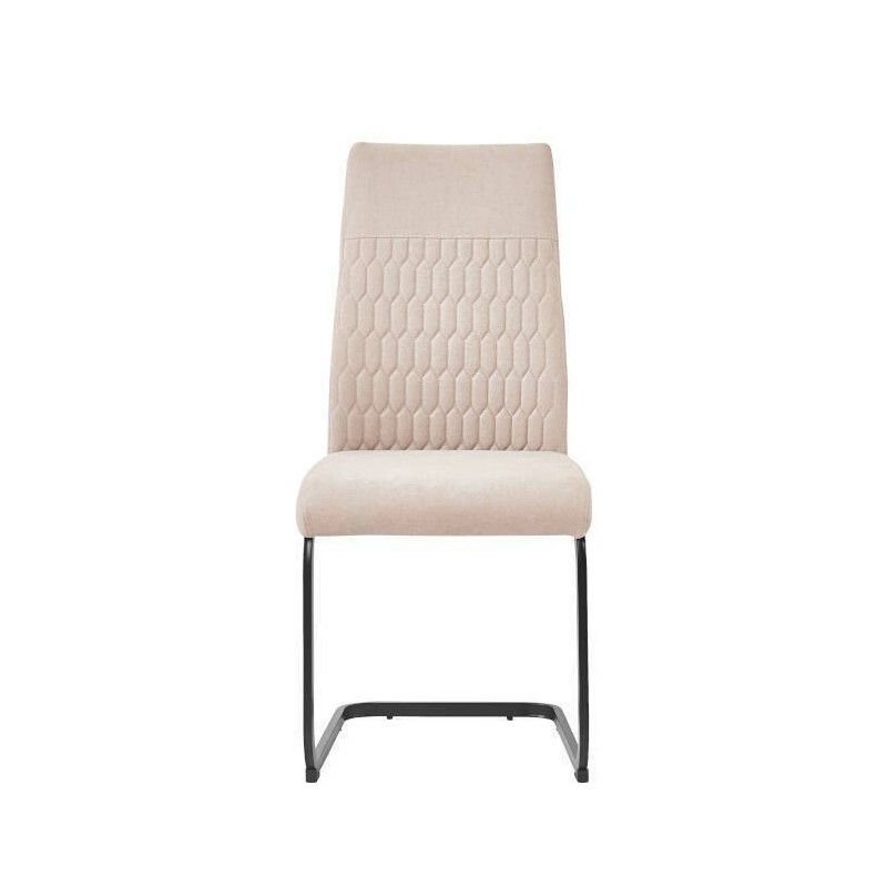 Pack de 4 Sillas de Madera con Relleno de Espuma, Tapizadas en Tela Beige, Patas Metálicas Negras, Medidas 44x60x99 cm