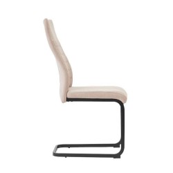 Pack de 4 Sillas de Madera con Relleno de Espuma, Tapizadas en Tela Beige, Patas Metálicas Negras, Medidas 44x60x99 cm