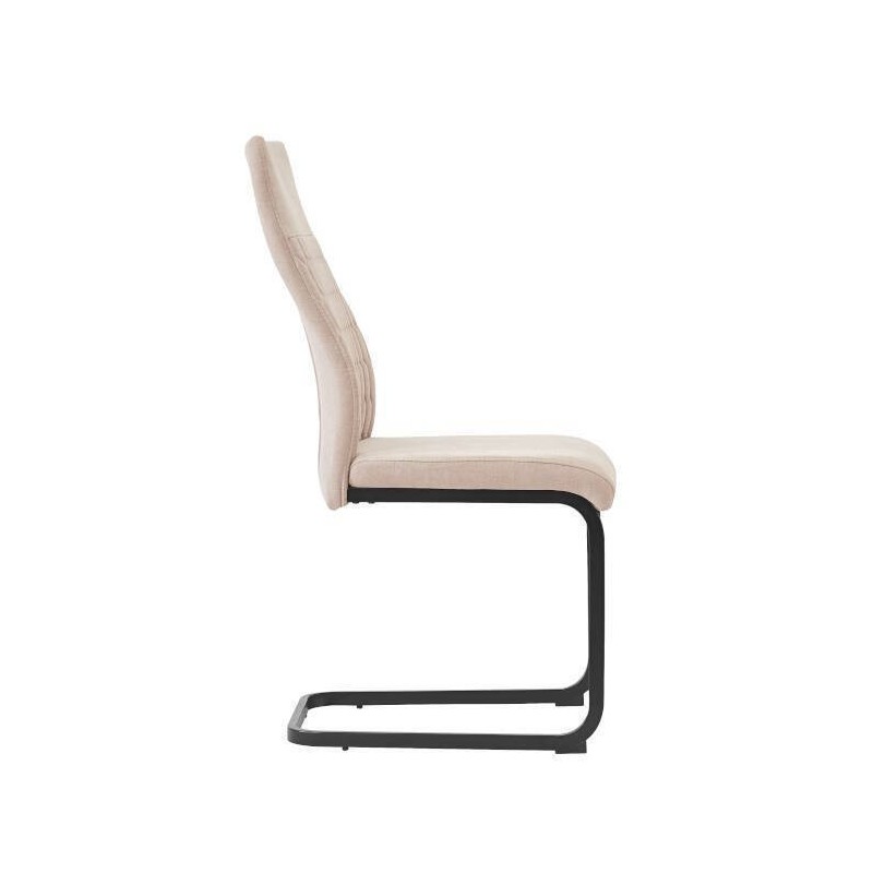 Pack de 4 Sillas de Madera con Relleno de Espuma, Tapizadas en Tela Beige, Patas Metálicas Negras, Medidas 44x60x99 cm