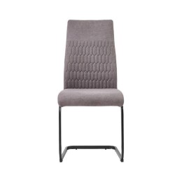 Pack de 4 Sillas de Madera con Relleno de Espuma, Tapizadas en Tela Gris, Patas Metálicas Negras, Medidas 44x60x99 cm