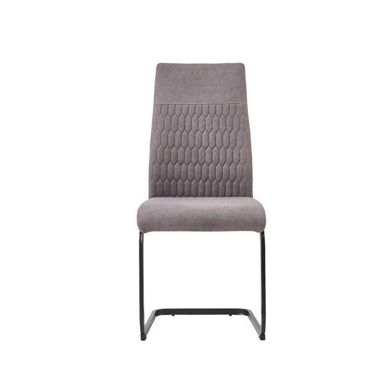 Pack de 4 Sillas de Madera con Relleno de Espuma, Tapizadas en Tela Gris, Patas Metálicas Negras, Medidas 44x60x99 cm