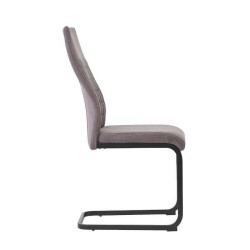 Pack de 4 Sillas de Madera con Relleno de Espuma, Tapizadas en Tela Gris, Patas Metálicas Negras, Medidas 44x60x99 cm