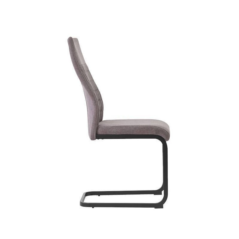 Pack de 4 Sillas de Madera con Relleno de Espuma, Tapizadas en Tela Gris, Patas Metálicas Negras, Medidas 44x60x99 cm