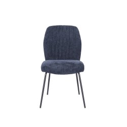 Pack de 2 Sillas Tapizadas en Tela Azul con Patas en Acabado Negro, Asiento y Respaldo Ergonómicos, Medidas 61x47x89 cm