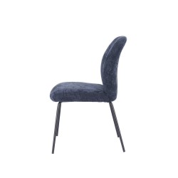 Pack de 2 Sillas Tapizadas en Tela Azul con Patas en Acabado Negro, Asiento y Respaldo Ergonómicos, Medidas 61x47x89 cm