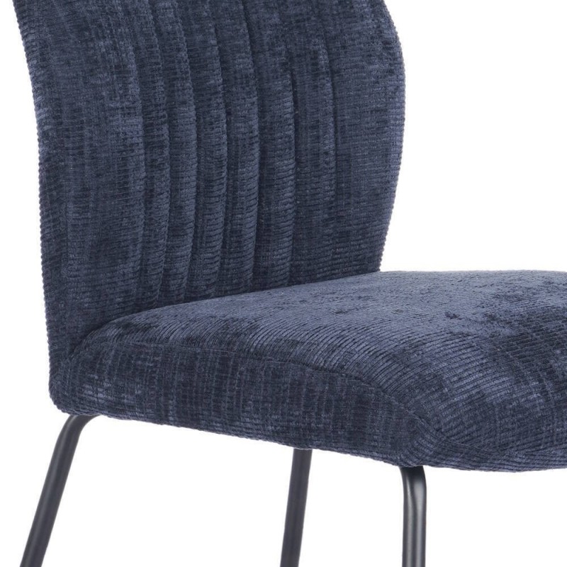 Pack de 2 Sillas Tapizadas en Tela Azul con Patas en Acabado Negro, Asiento y Respaldo Ergonómicos, Medidas 61x47x89 cm