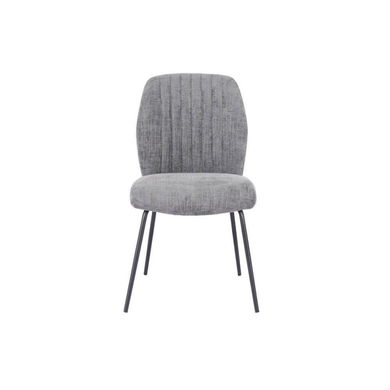 Pack de 2 Sillas Tapizadas en Tela Gris con Patas en Acabado Negro, Asiento y Respaldo Ergonómicos, Medidas 61x47x89 cm