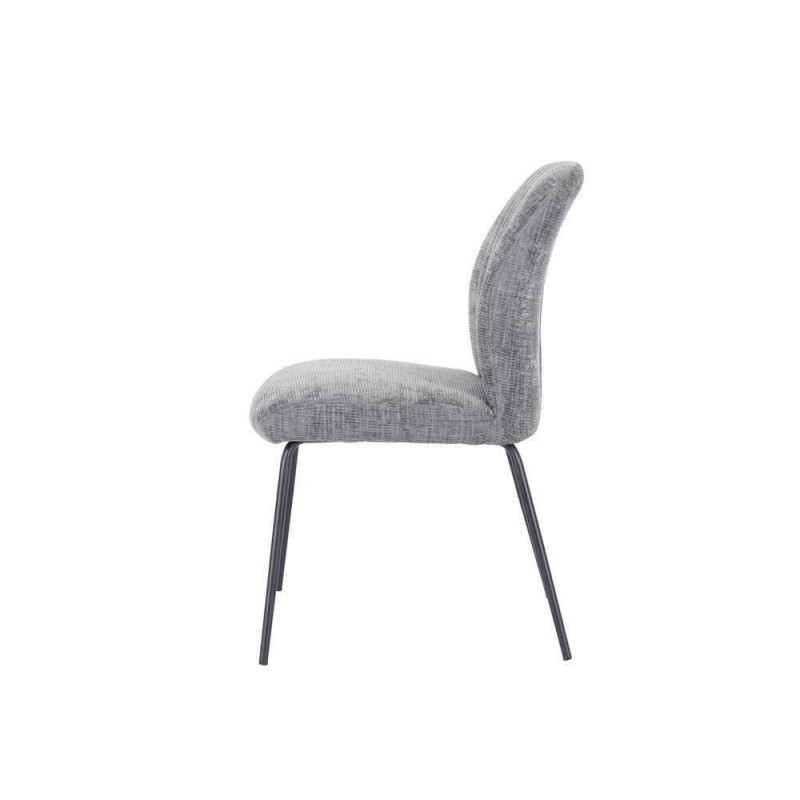 Pack de 2 Sillas Tapizadas en Tela Gris con Patas en Acabado Negro, Asiento y Respaldo Ergonómicos, Medidas 61x47x89 cm