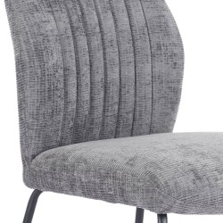 Pack de 2 Sillas Tapizadas en Tela Gris con Patas en Acabado Negro, Asiento y Respaldo Ergonómicos, Medidas 61x47x89 cm