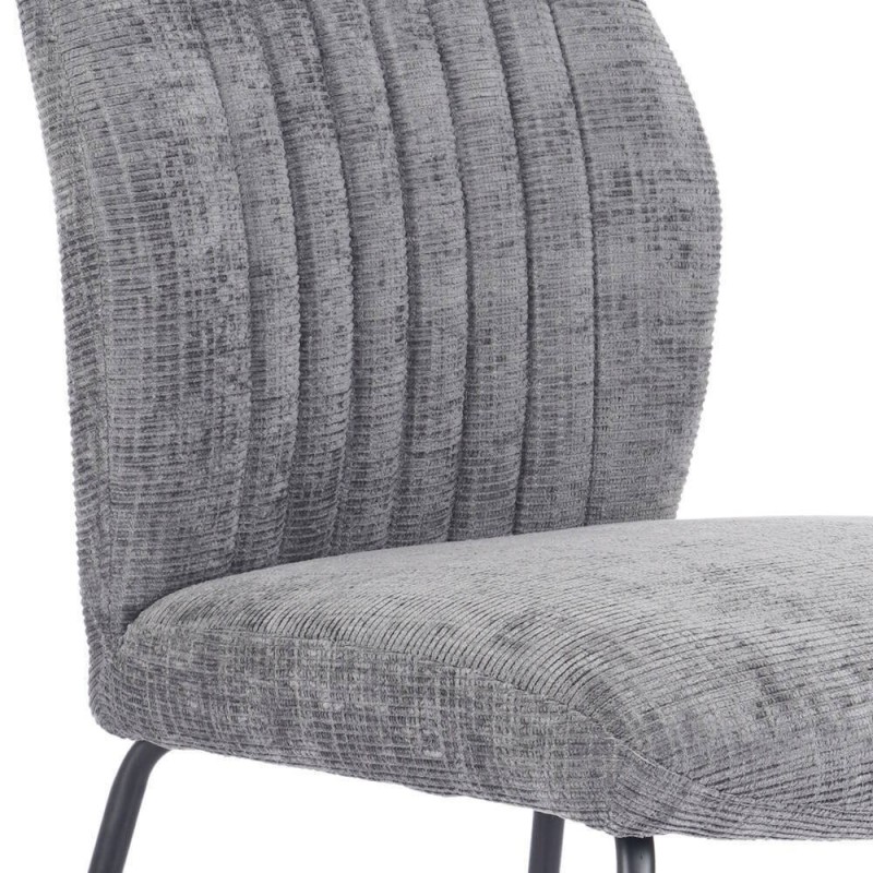Pack de 2 Sillas Tapizadas en Tela Gris con Patas en Acabado Negro, Asiento y Respaldo Ergonómicos, Medidas 61x47x89 cm