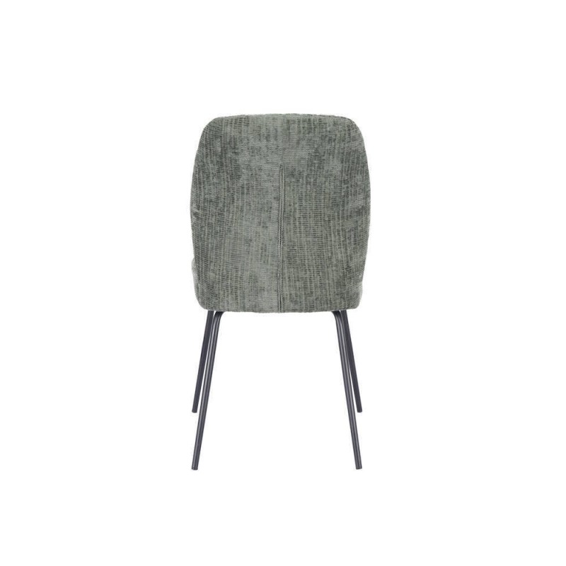 Pack de 2 Sillas Tapizadas en Tela Musgo con Patas en Acabado Negro, Asiento y Respaldo Ergonómicos, Medidas 61x47x89 cm