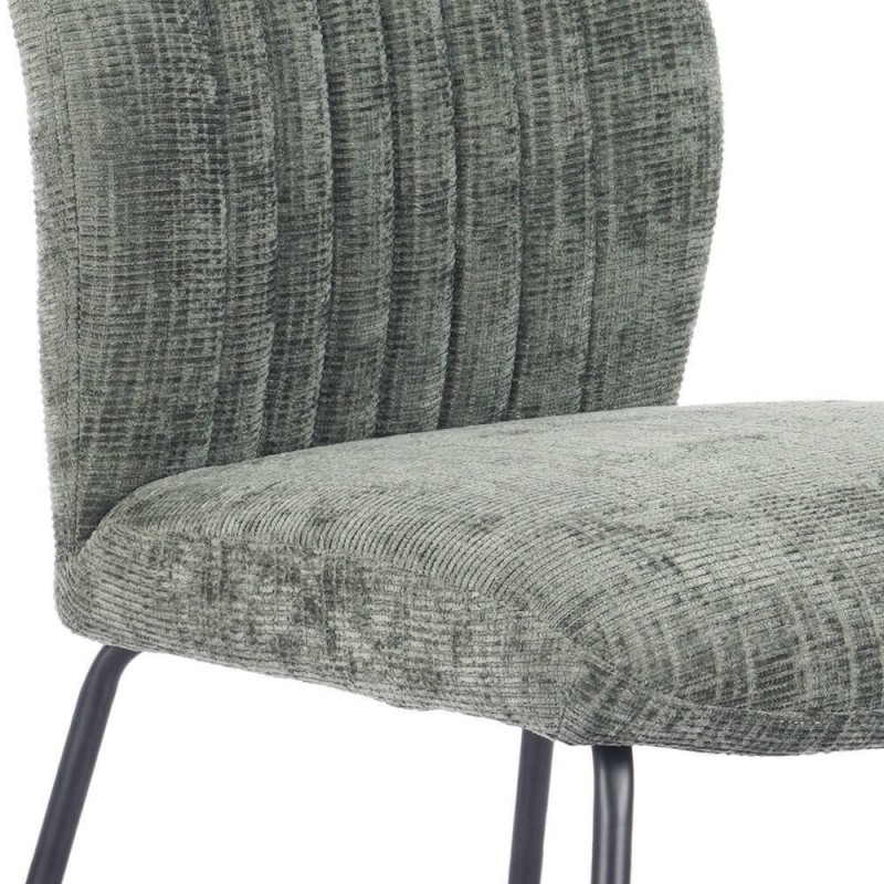 Pack de 2 Sillas Tapizadas en Tela Musgo con Patas en Acabado Negro, Asiento y Respaldo Ergonómicos, Medidas 61x47x89 cm