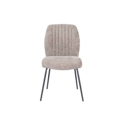 Pack de 2 Sillas Tapizadas en Tela Piedra con Patas en Acabado Negro, Asiento y Respaldo Ergonómicos, Medidas 61x47x89 cm